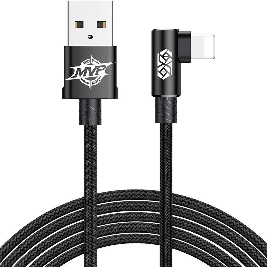 Кабель USB 2.0 A (m) - Lightning (m) 2м угловой Baseus MVP Elbow Type - Черный (CALMVP-A01)